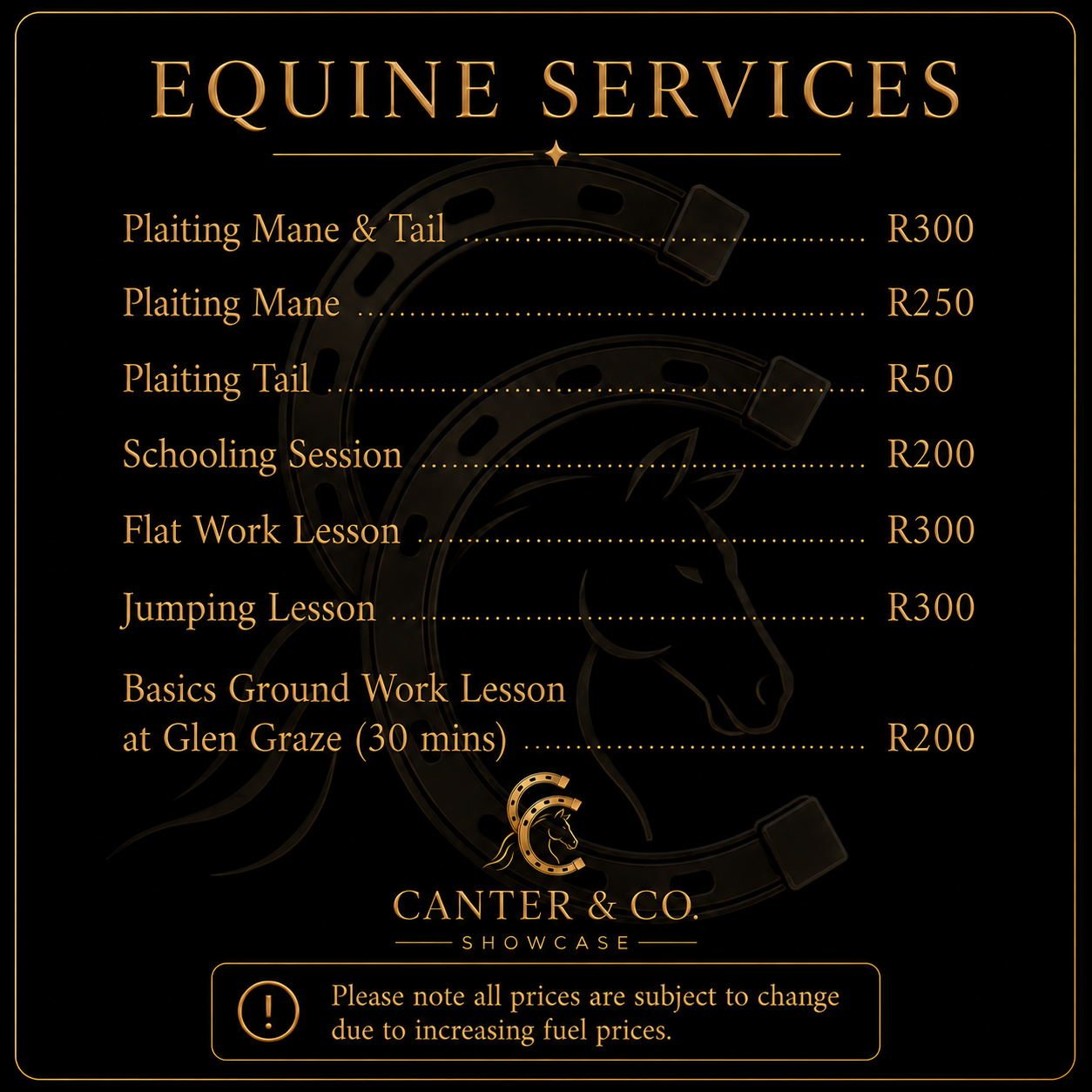 Canter and Co equine services and prices